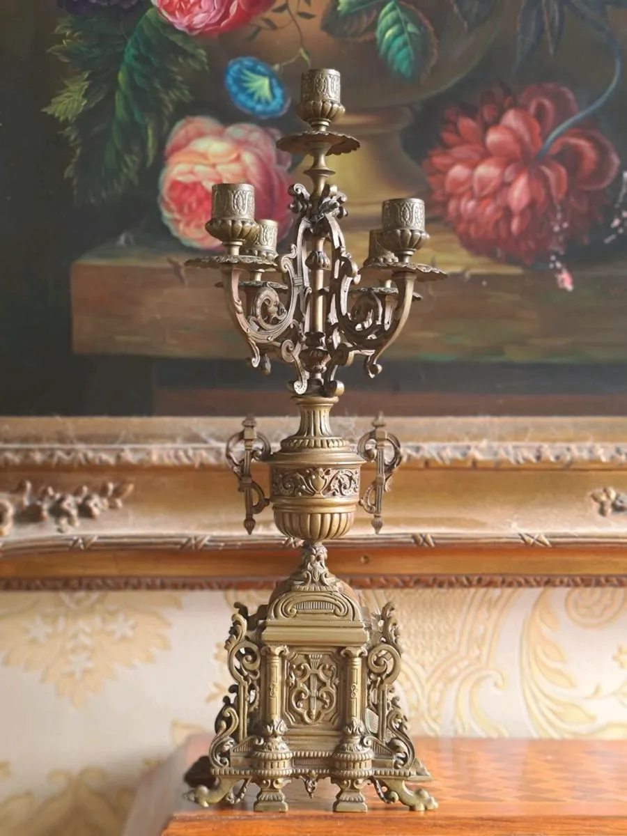 Antique brass candleabra POSTAGE AVAILABLE - Image 2