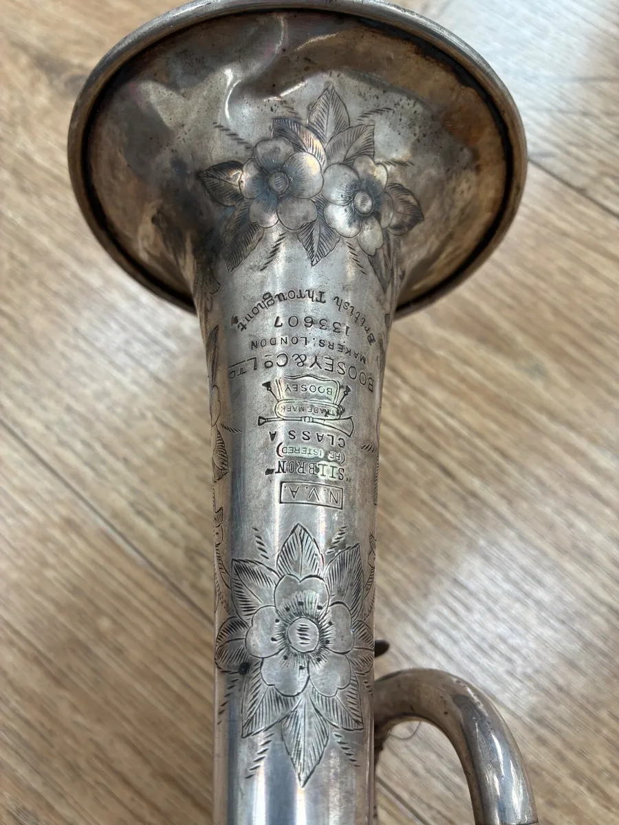 Vintage silver plate trumpet - Image 1