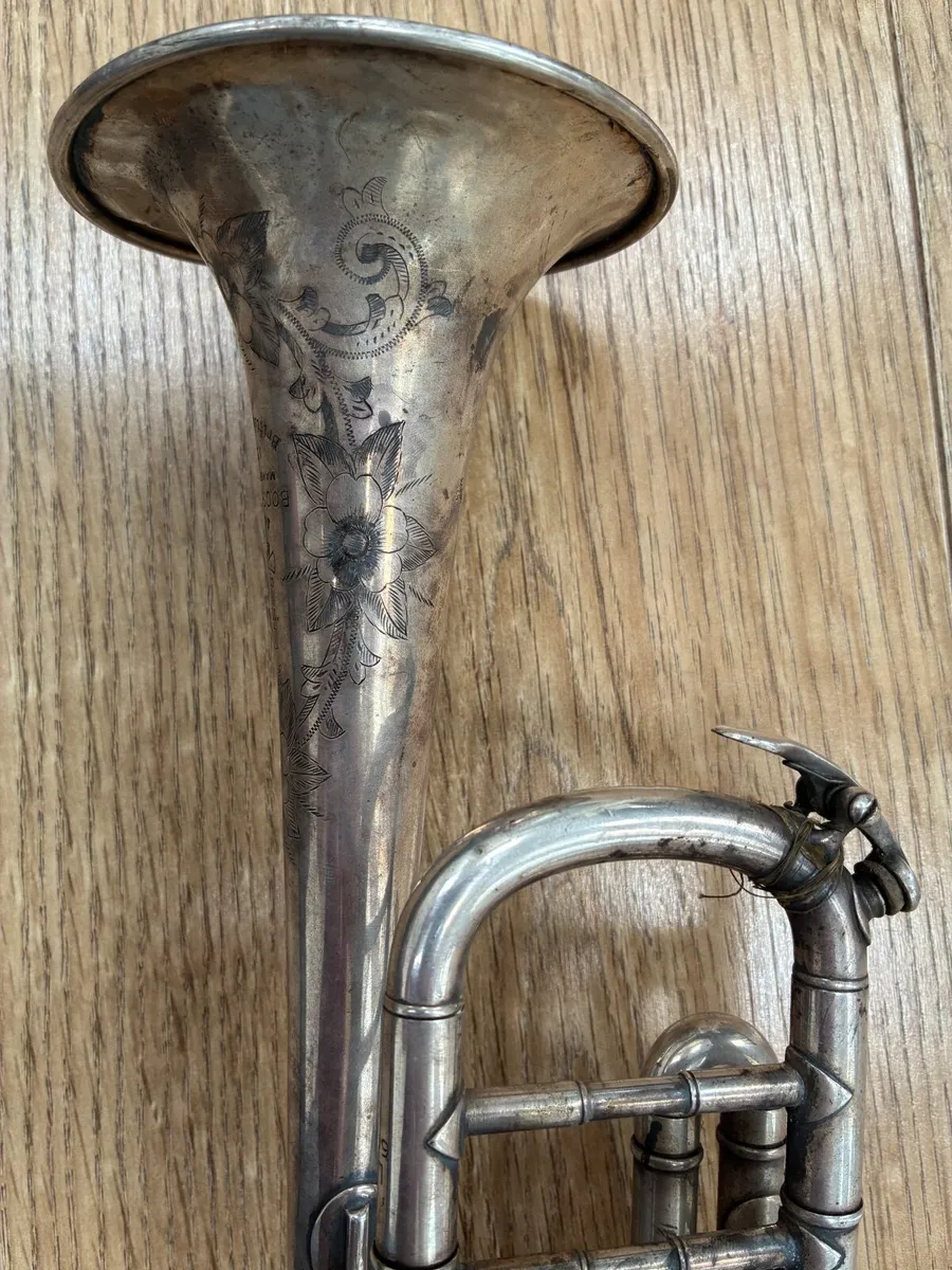 Vintage silver plate trumpet - Image 1