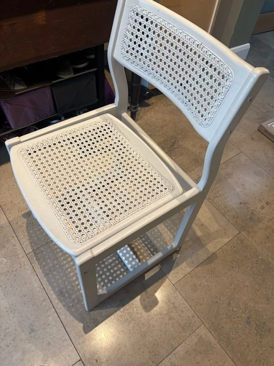 Rattan kitchen chair. Solid wood. Painted grey. - Image 1