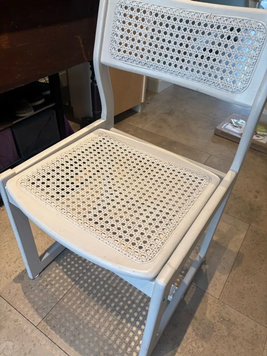 Rattan kitchen chair. Solid wood. Painted grey. - Image 2