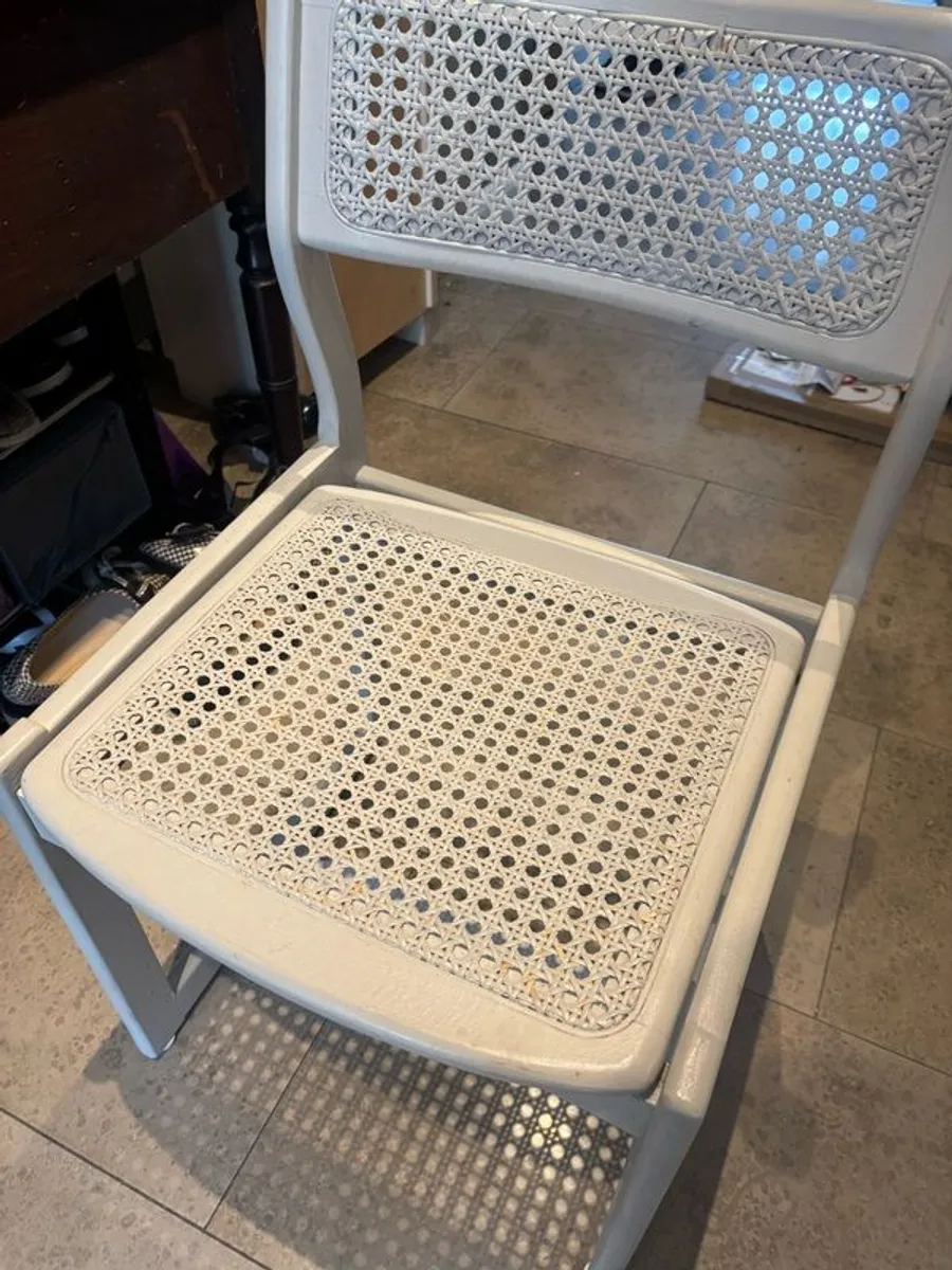 Rattan kitchen chair. Solid wood. Painted grey. - Image 3