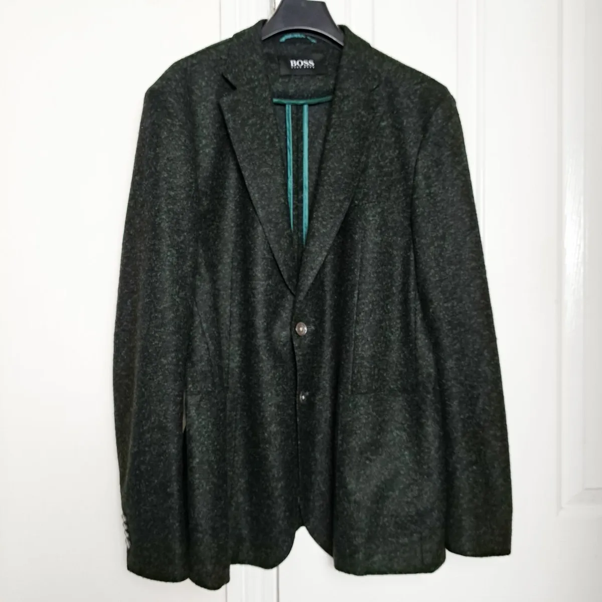 Hugo Boss Black Green Wool Blend Jacket Blazer 52 - Image 1