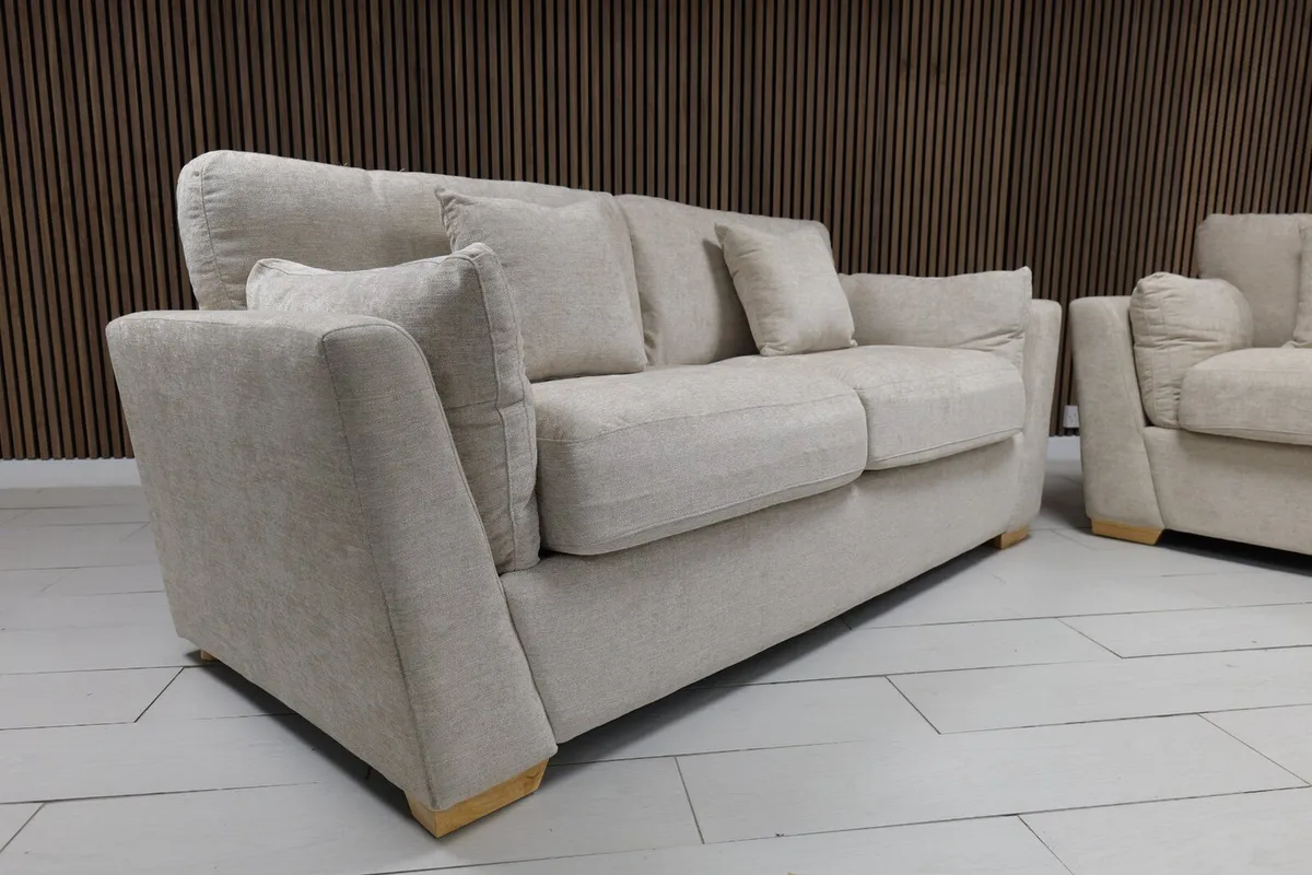 Emme Beige Fabric Full Foam Sofa Set - Image 2