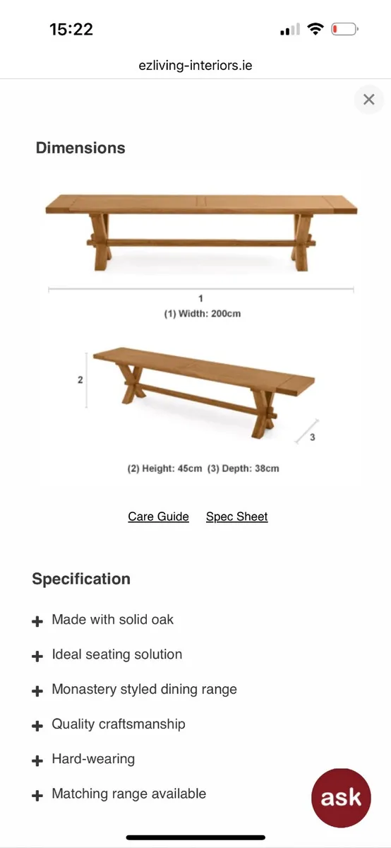 ‘Athens’ Dining Bench - Image 2