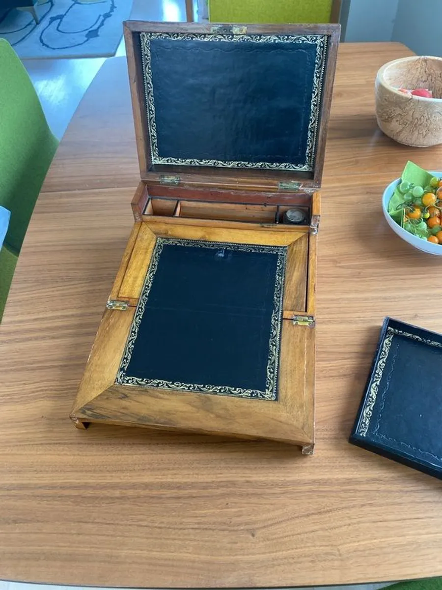 antique ladies writing box with key - Image 4