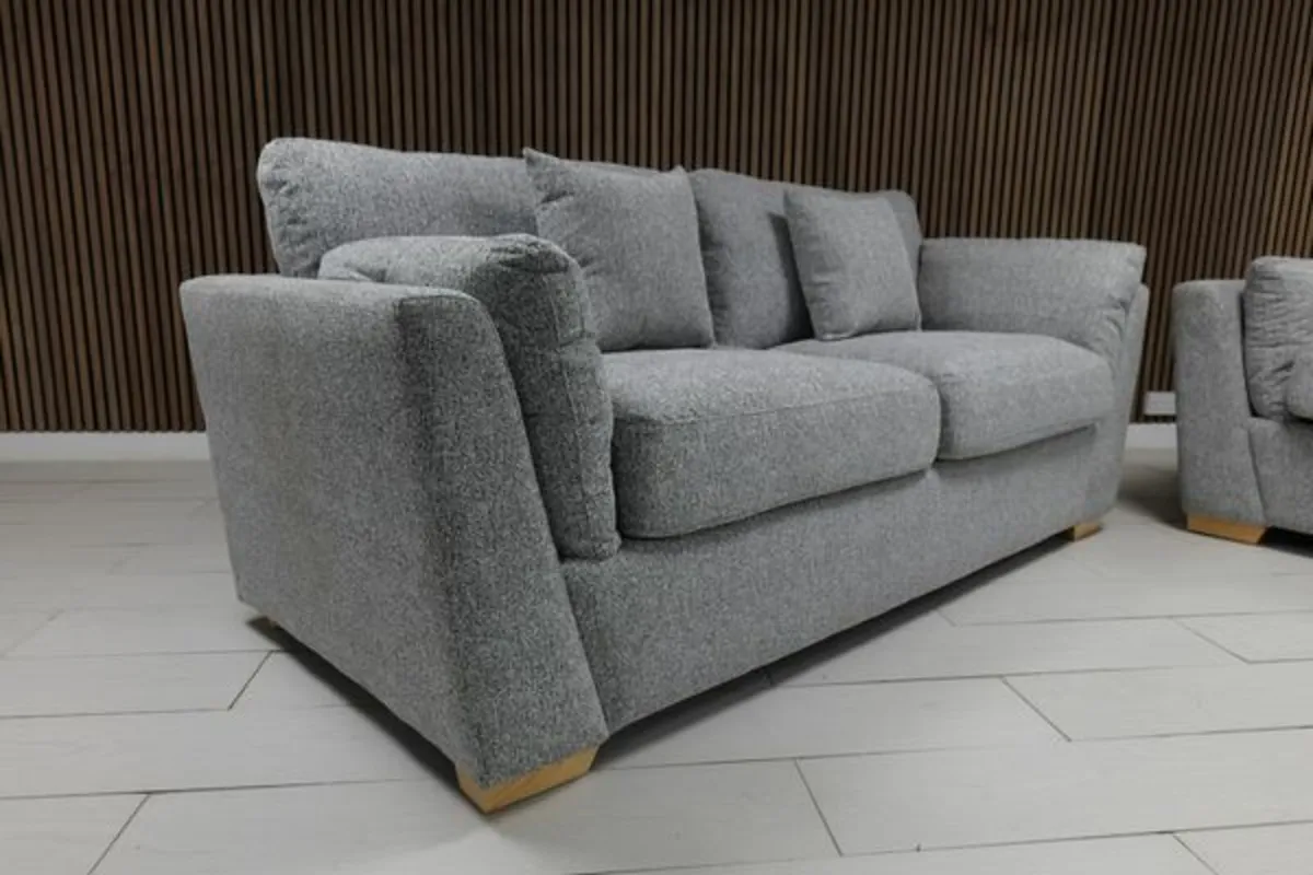 Emme Grey Pebble Fabric Fullback Sofa - Image 3
