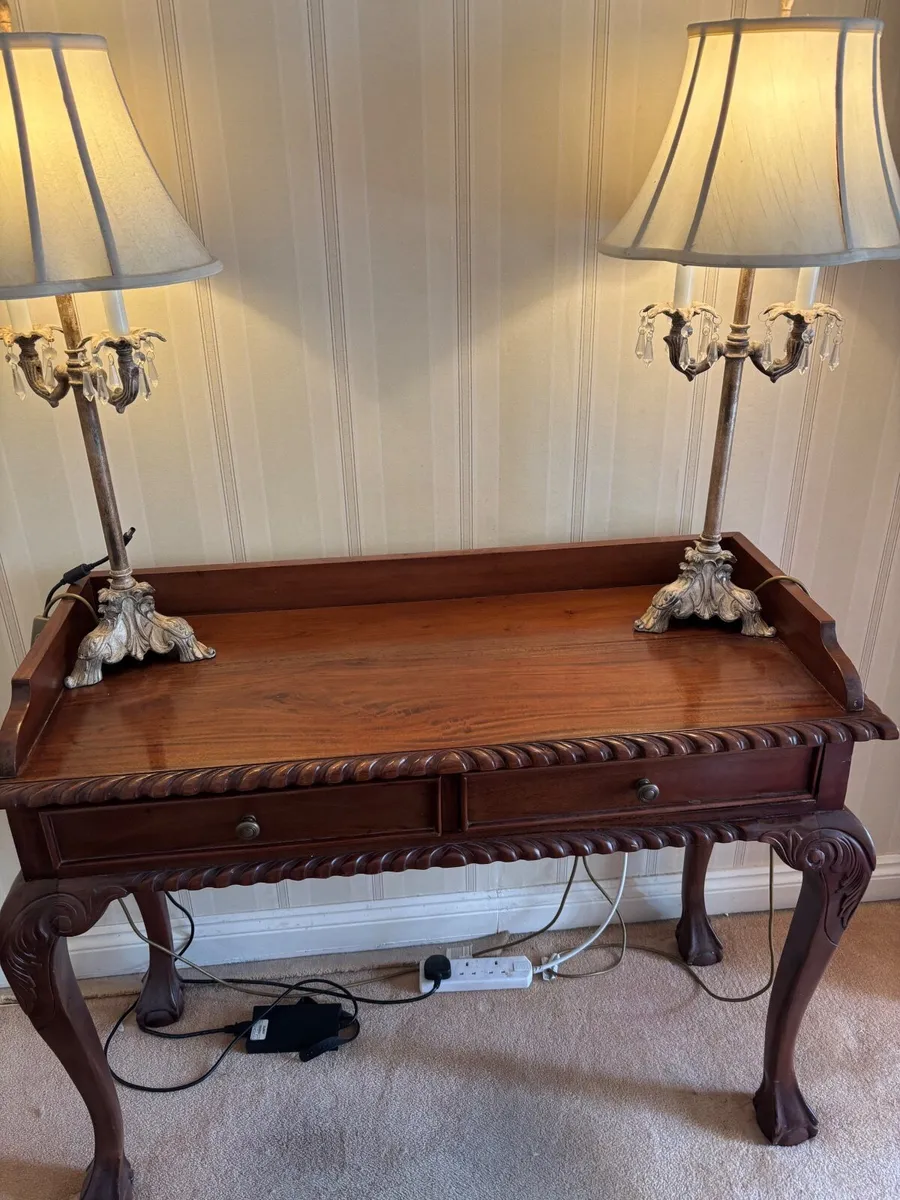 Reproduction Chippendale Two Drawer Console Table - Image 1