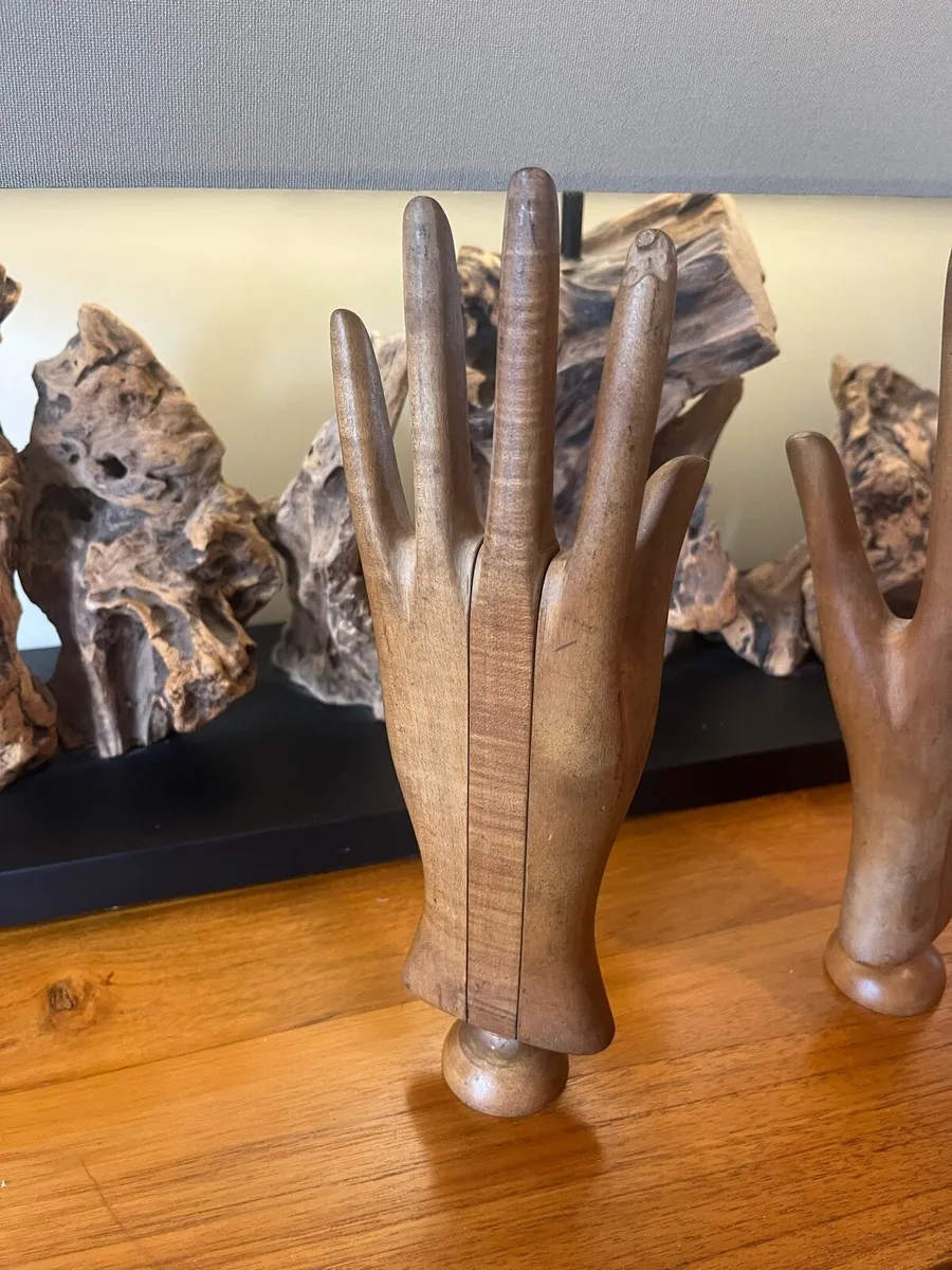 Antique Pair of Wooden Mannequin Hands c1900 - Image 3