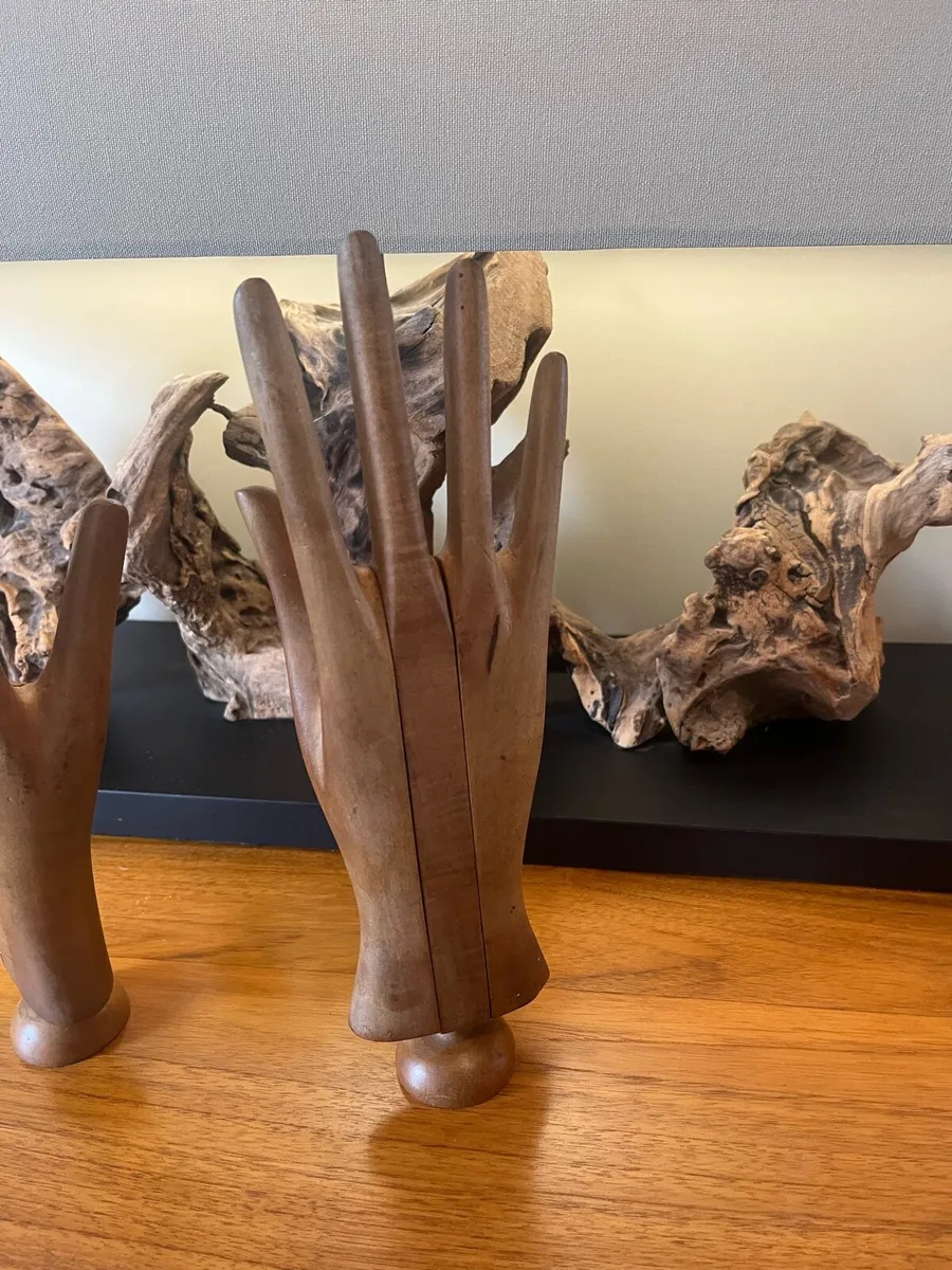Antique Pair of Wooden Mannequin Hands c1900 - Image 4