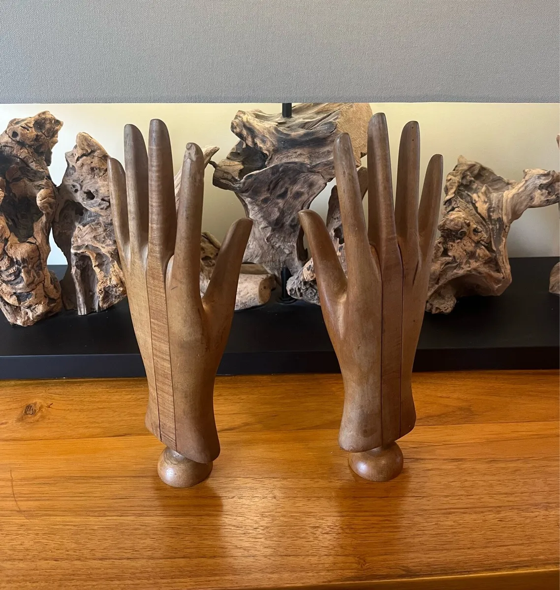 Antique Pair of Wooden Mannequin Hands c1900 - Image 1