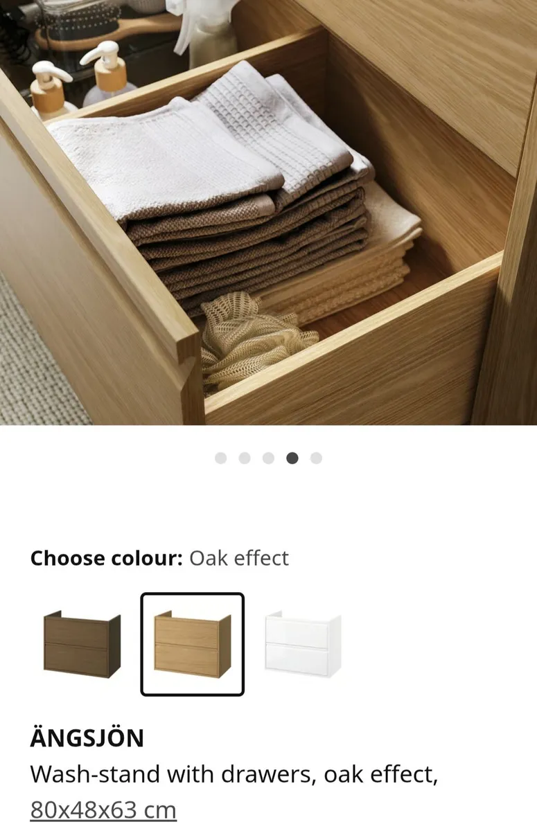 ikea angsjon bathroom sink cabinet in oak 80cm wid - Image 2