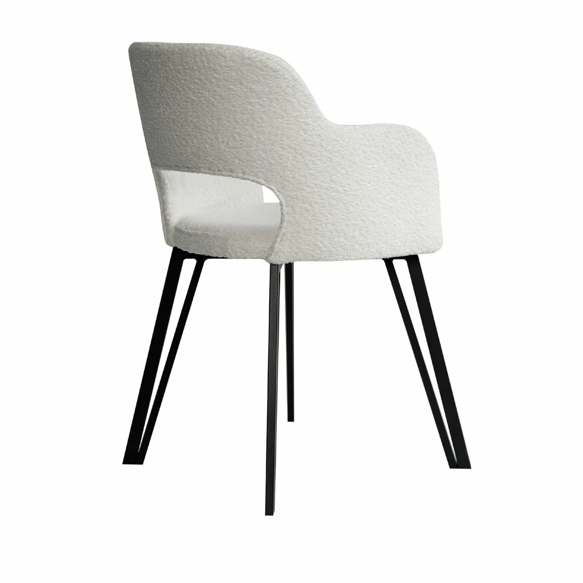Luna Modern Bouclé Armchair with Cut-Out Backrest - Image 2