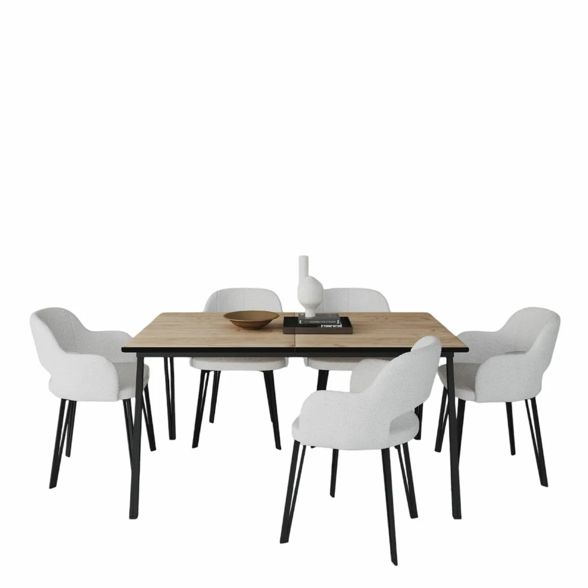 Luna Modern Bouclé Armchair with Cut-Out Backrest - Image 4