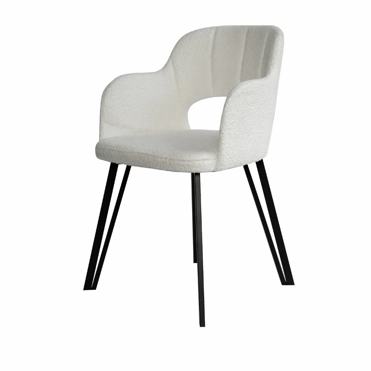 Luna Modern Bouclé Armchair with Cut-Out Backrest - Image 1