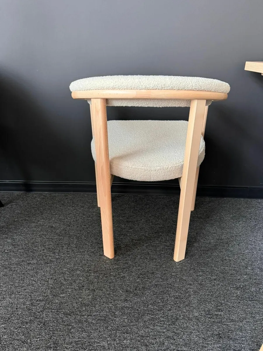 Curved Bouclé Armchair with Black Beech Frame - Image 3