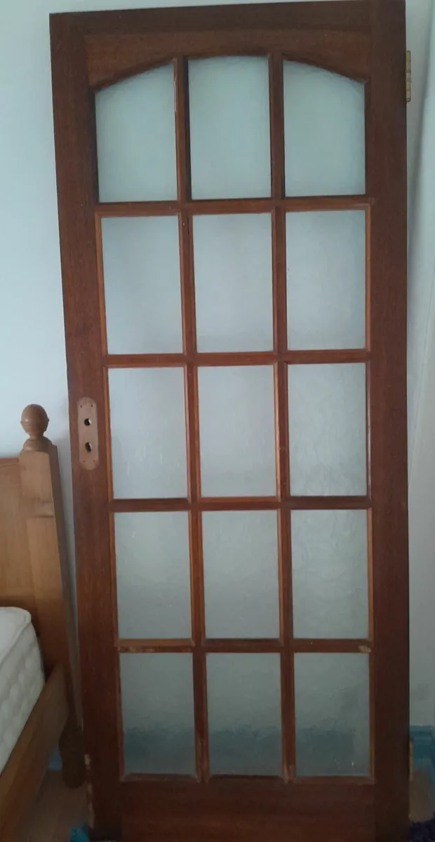 Door mahogany with obscure glass panels