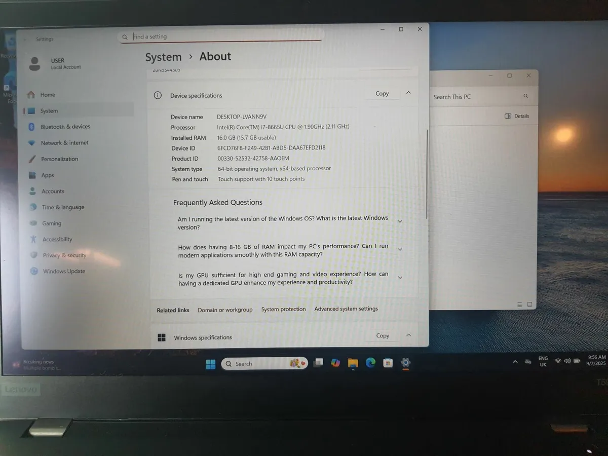 Lenovo ThinkPad T590 i7 8th gen 16/512GB SSD Quad - Image 4