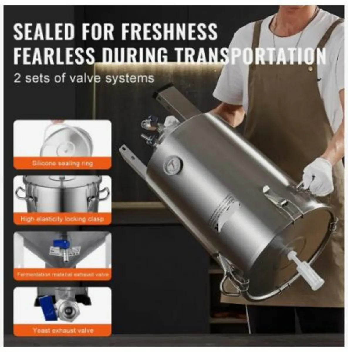 304 Stainless Steel Kettle, 30L Beer Brew Fermento - Image 3