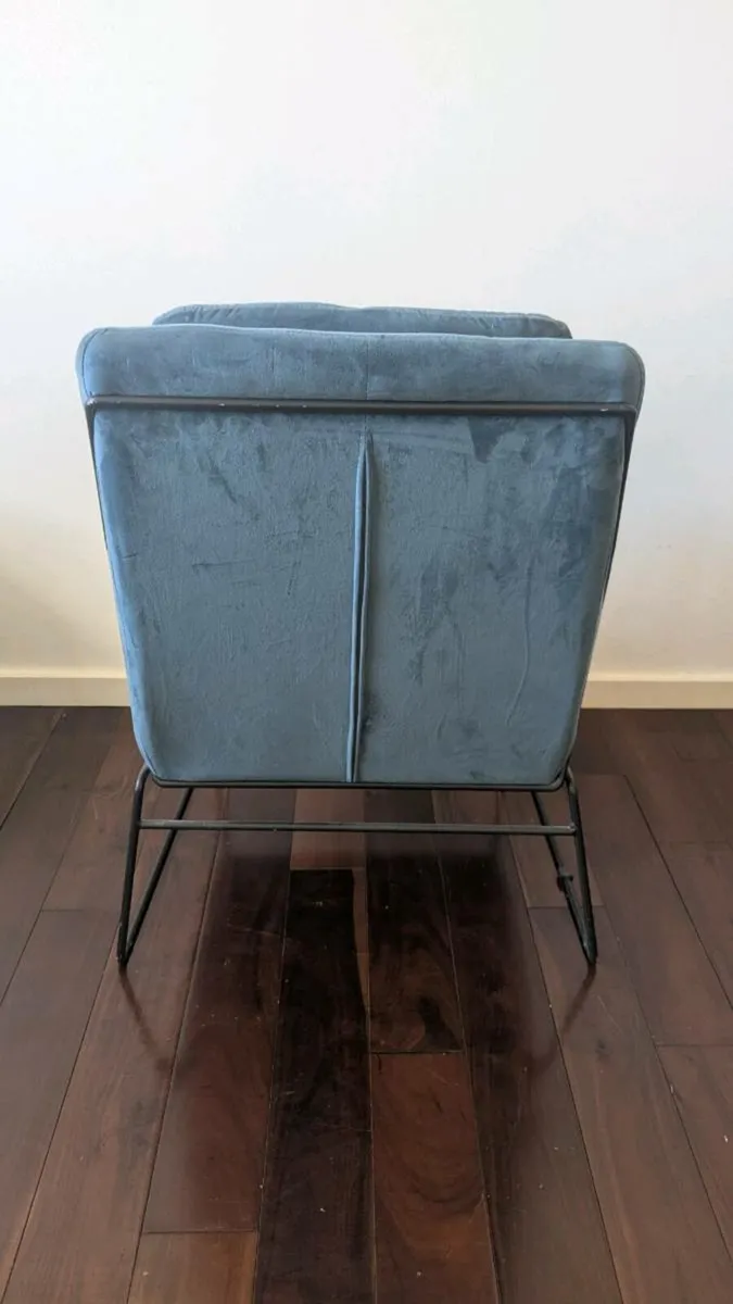Modern Blue Velvet Armchair - Image 4