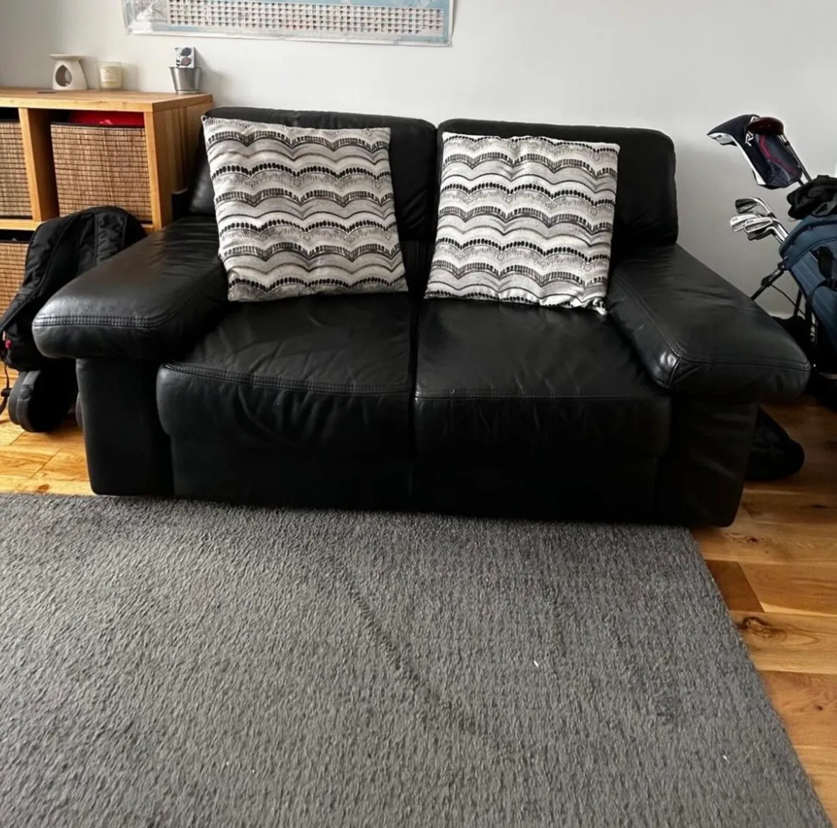 All black Leather Sofa - Image 1