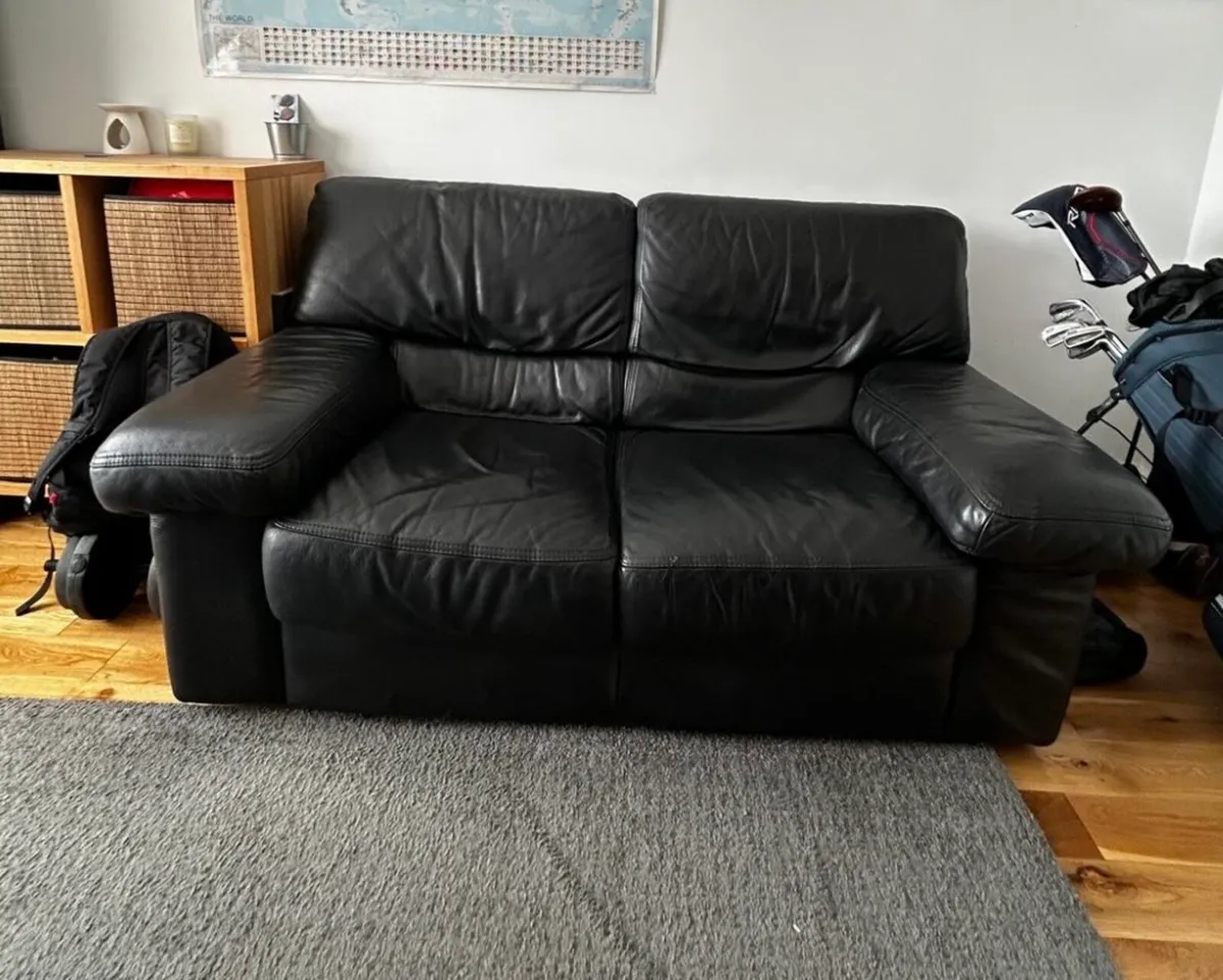 All black Leather Sofa - Image 2
