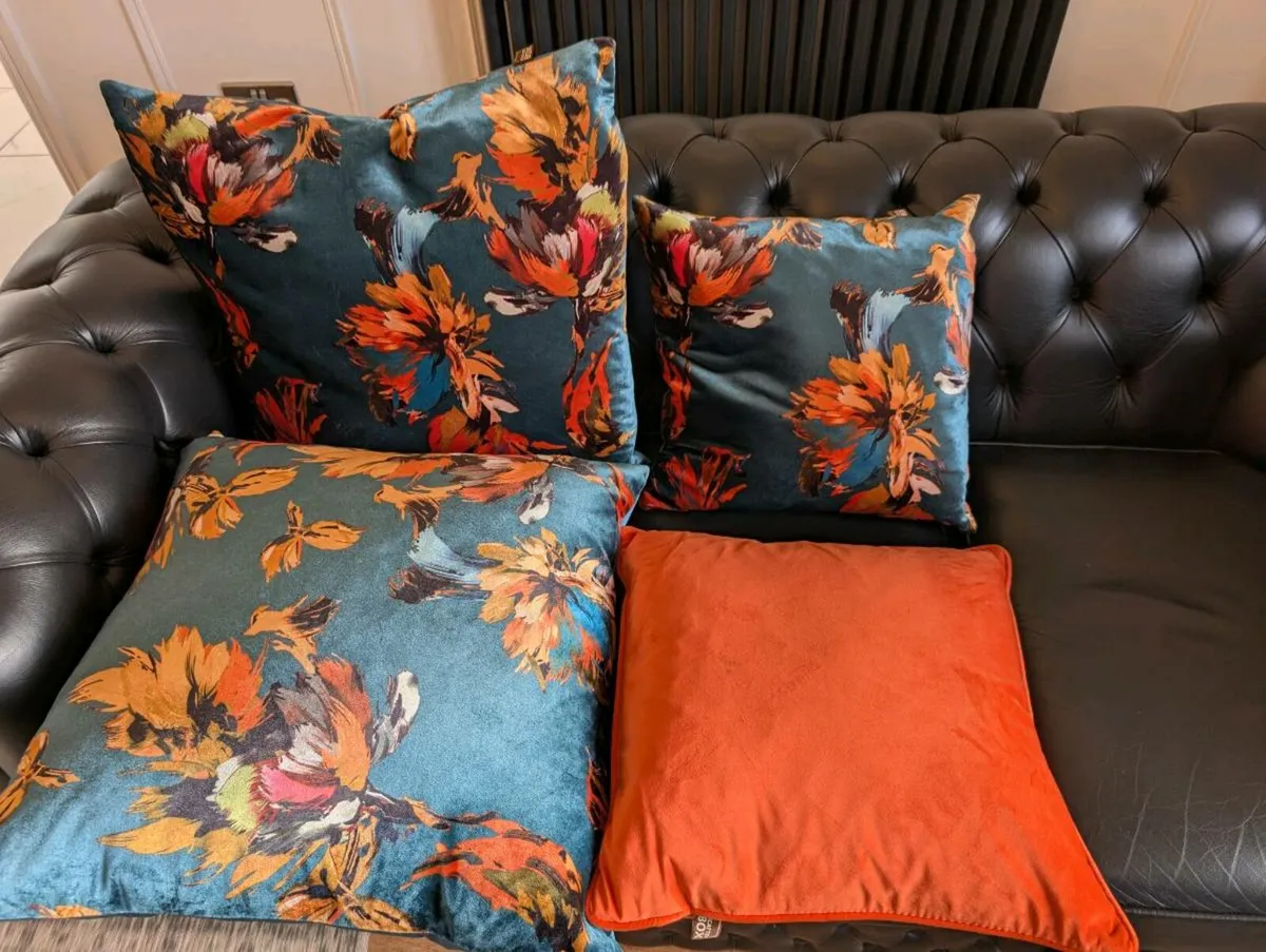 Large green and orange pattern cushion scatterbox - Image 1