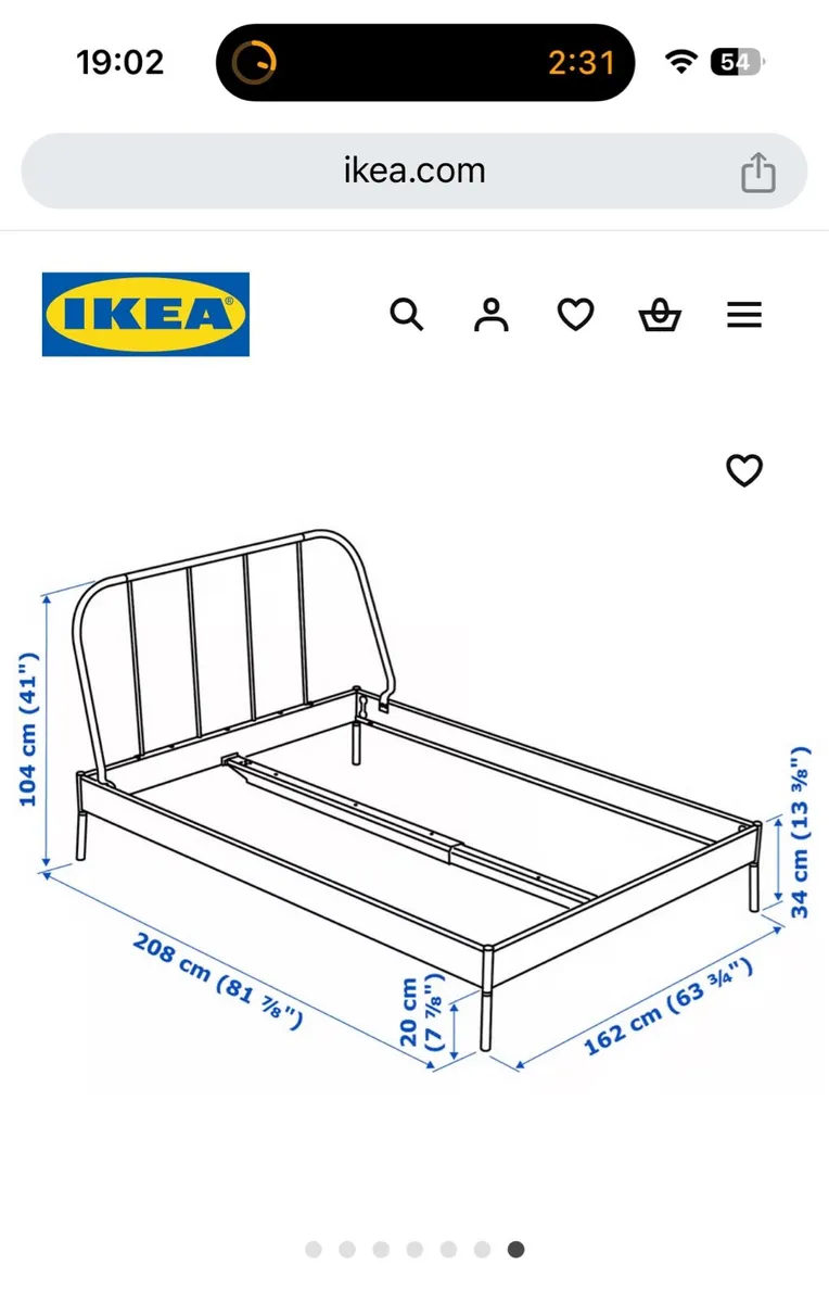 IKEA Double Bed Frame (grey metal) - Image 4