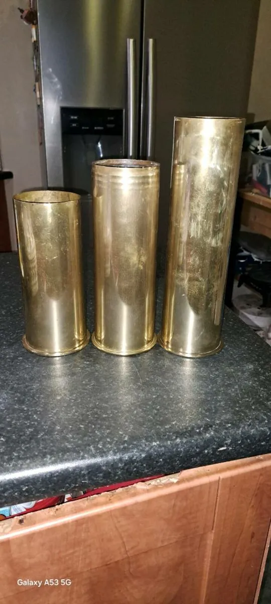 3 Old brass  shells - Image 1