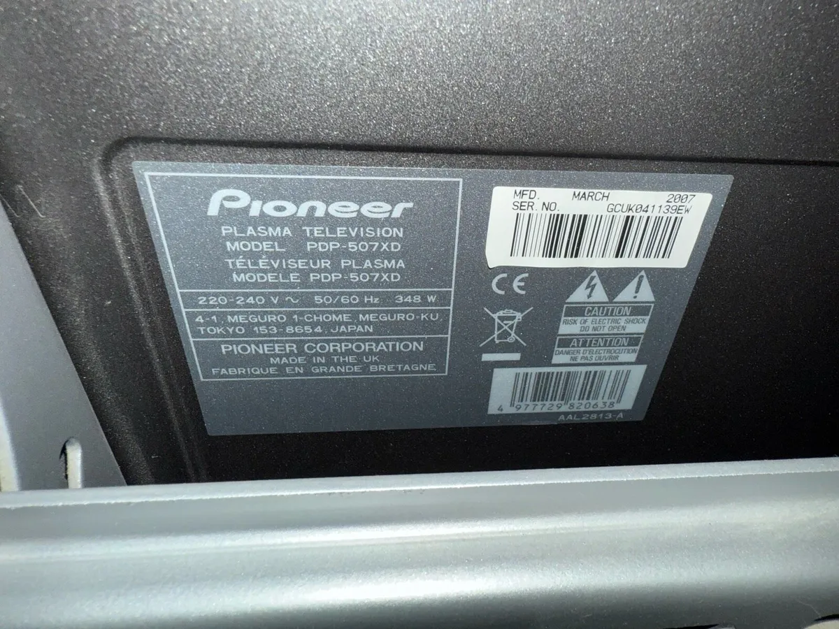 Pioneer TV 50” Plasma PDP507XD - Image 2