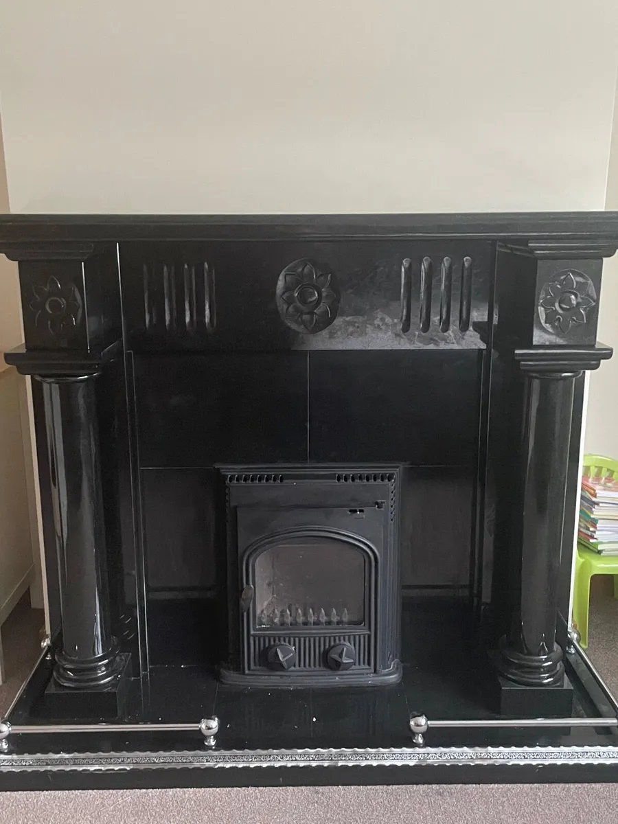 Black marble fireplace - Image 1