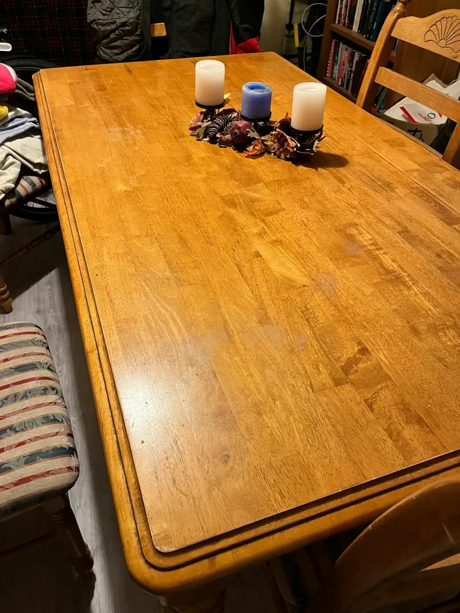 Heavy Pine Dining room table &  Pine Bookcase - Image 1