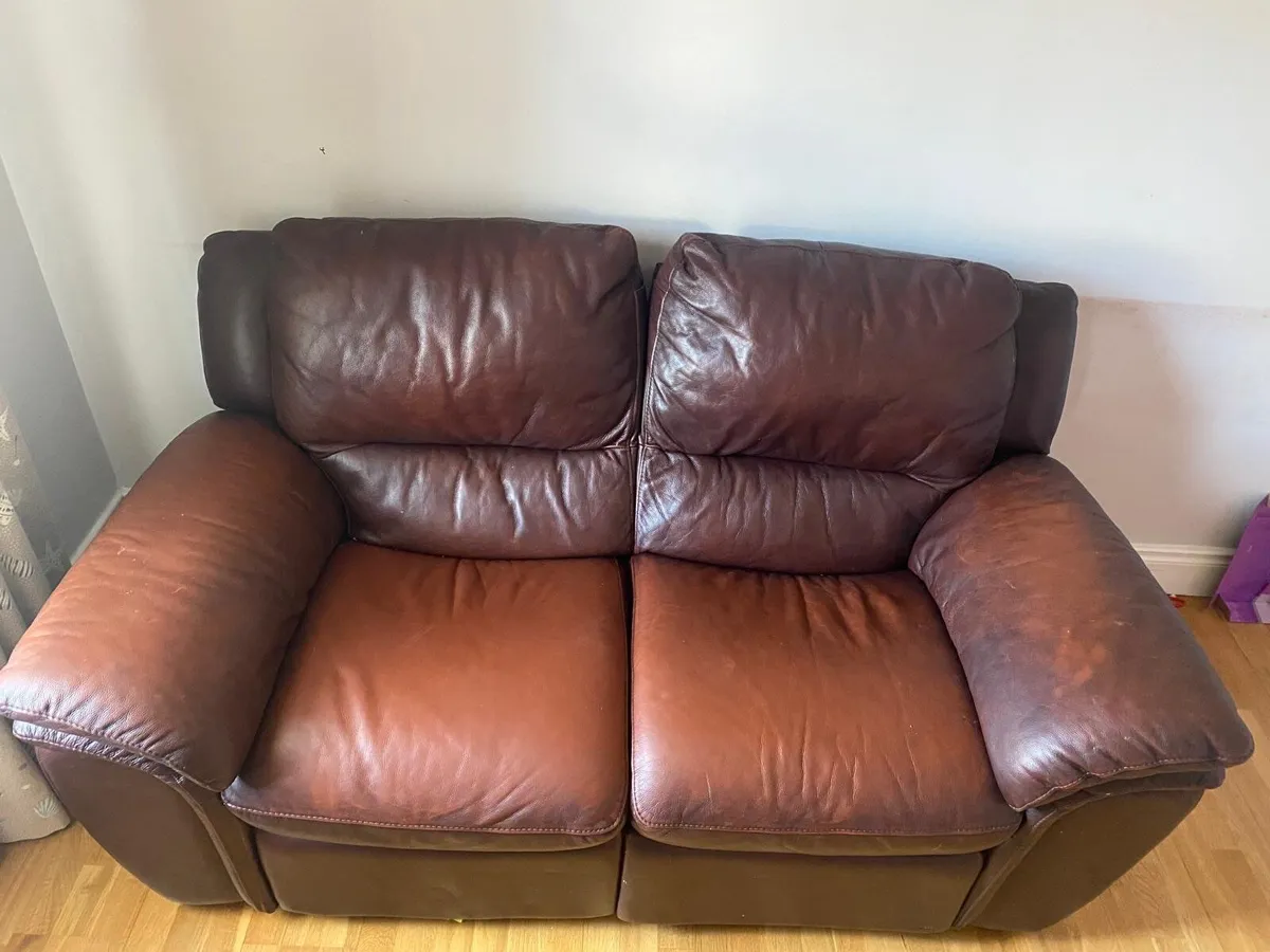 Two seater leather recliner sofa - Image 1