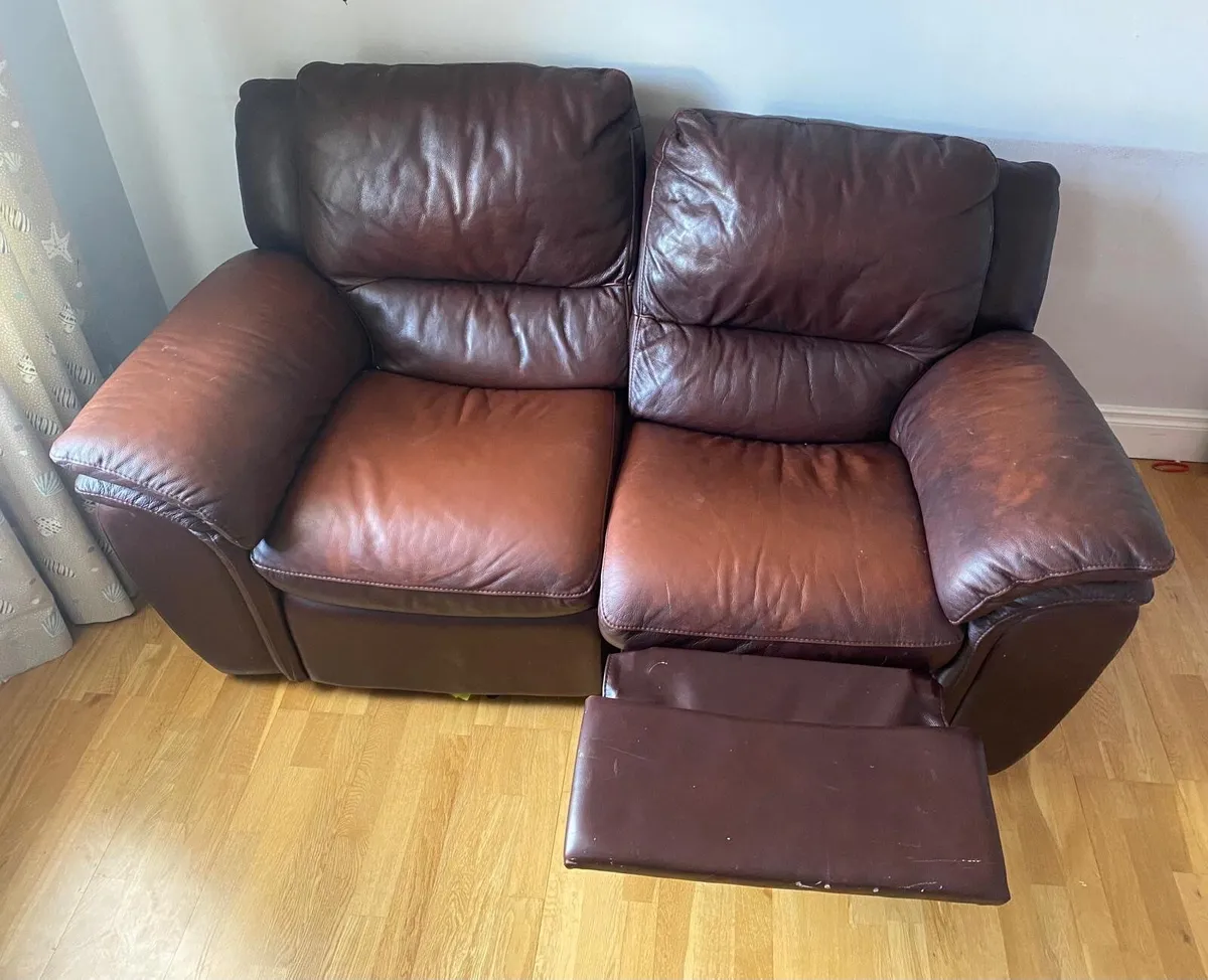 Two seater leather recliner sofa - Image 2