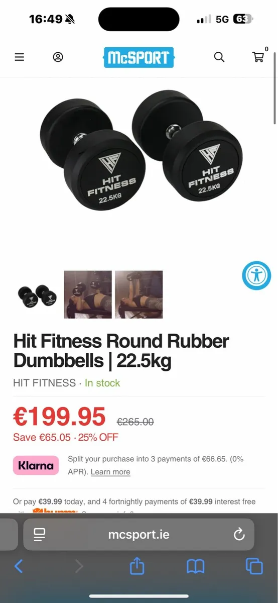 COMMERCIAL RUBBER DUMBBELLS, SAVE 130 EURO!! - Image 2