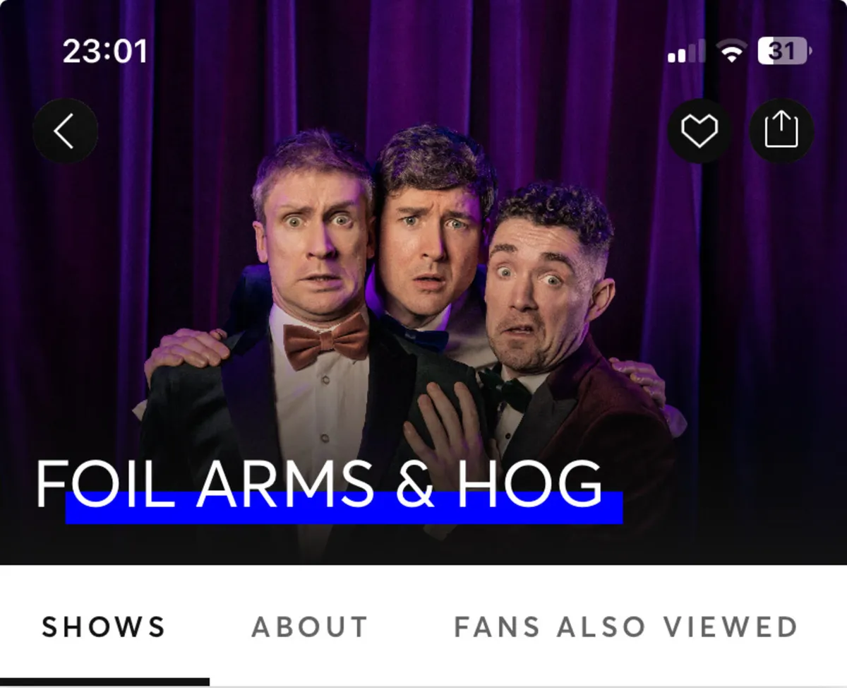 Foil Arm & Hoggs 2  tickets 13th September