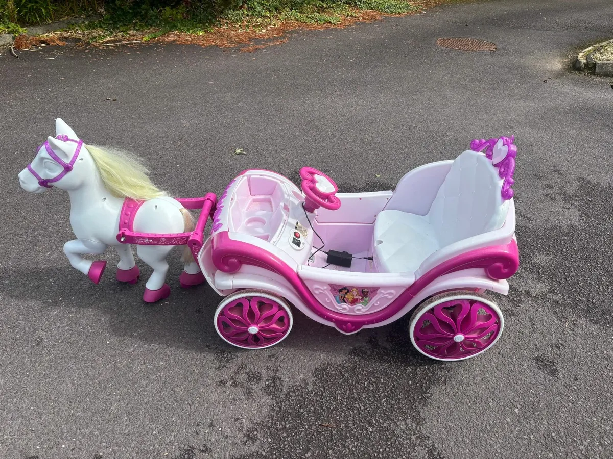Disney Princesses Electric Car with Horse - Image 1