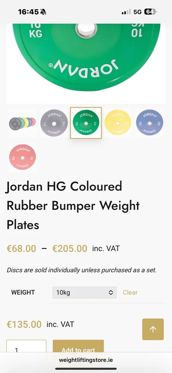 JORDAN HG OLYMPIC BUMPER PLATES + 7 FOOT BAR! - Image 1