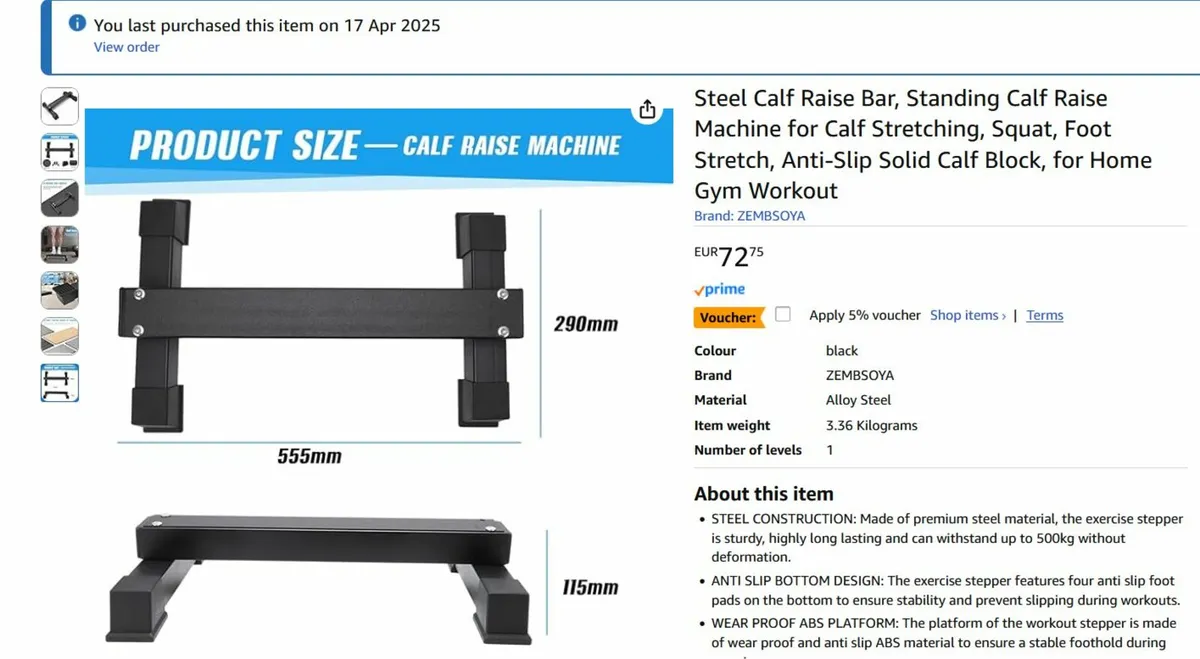 Steel Calf Raise Bar - Image 3