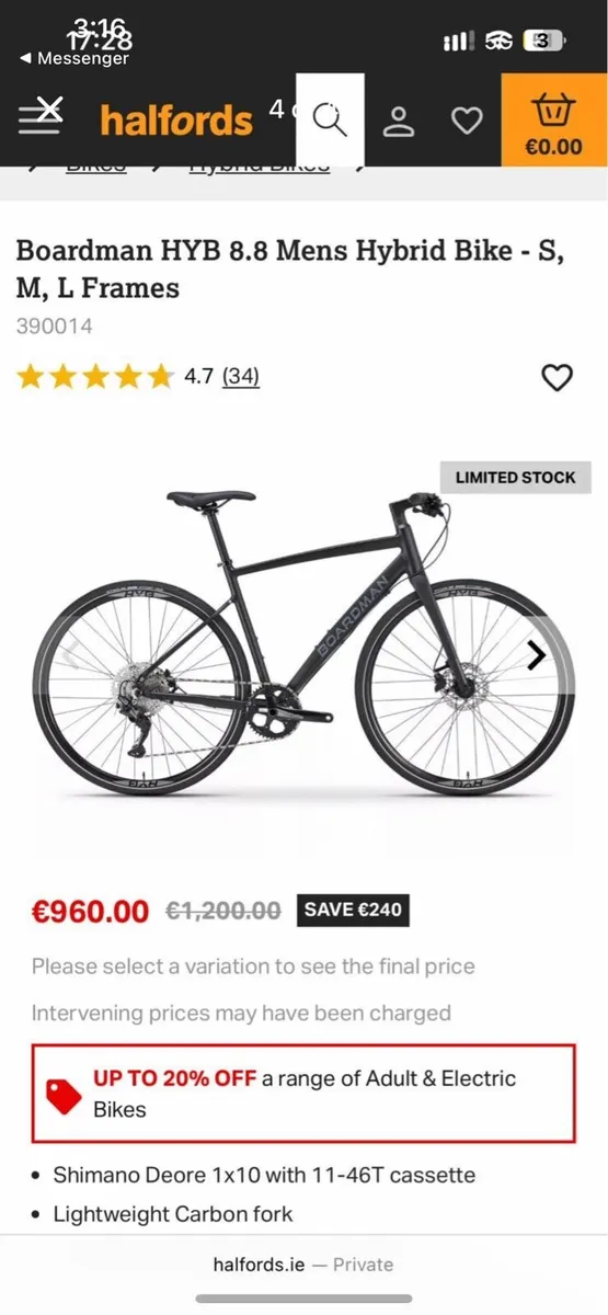 Boardman Men’s Hybird bike size S - Image 3