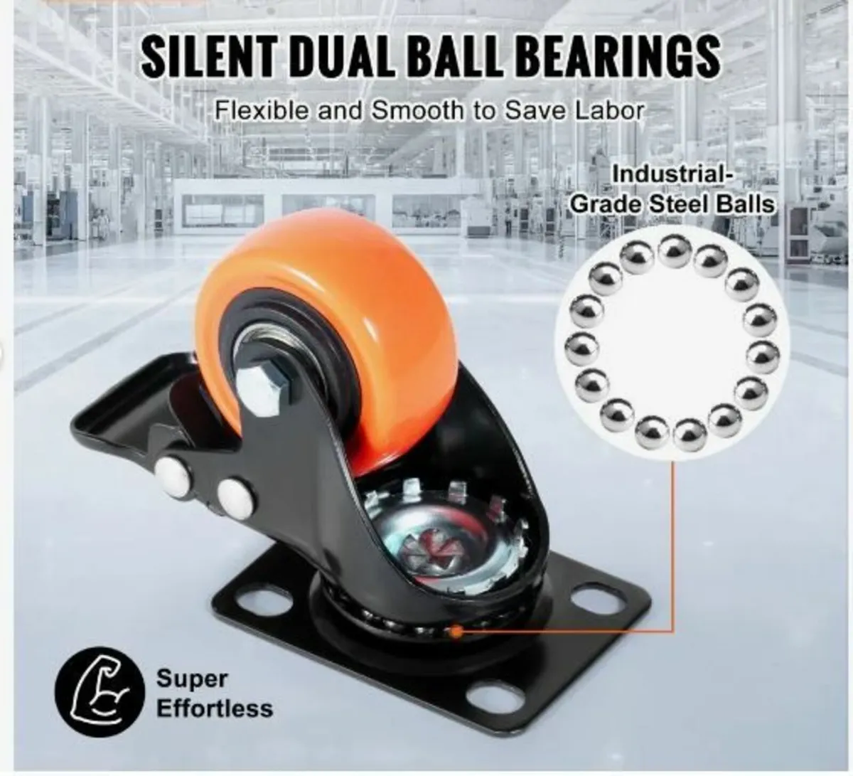 Caster Wheels, 5.1 cm Swivel Plate - Image 3