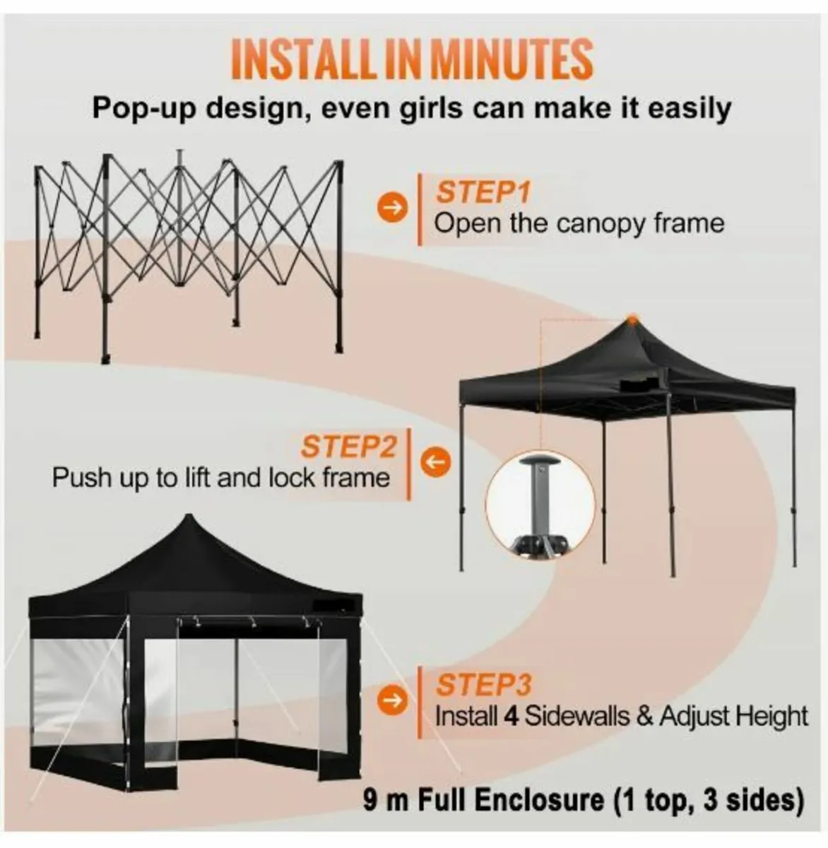 304.8 x 304.8 cm Pop Up Canopy Tent - Image 2