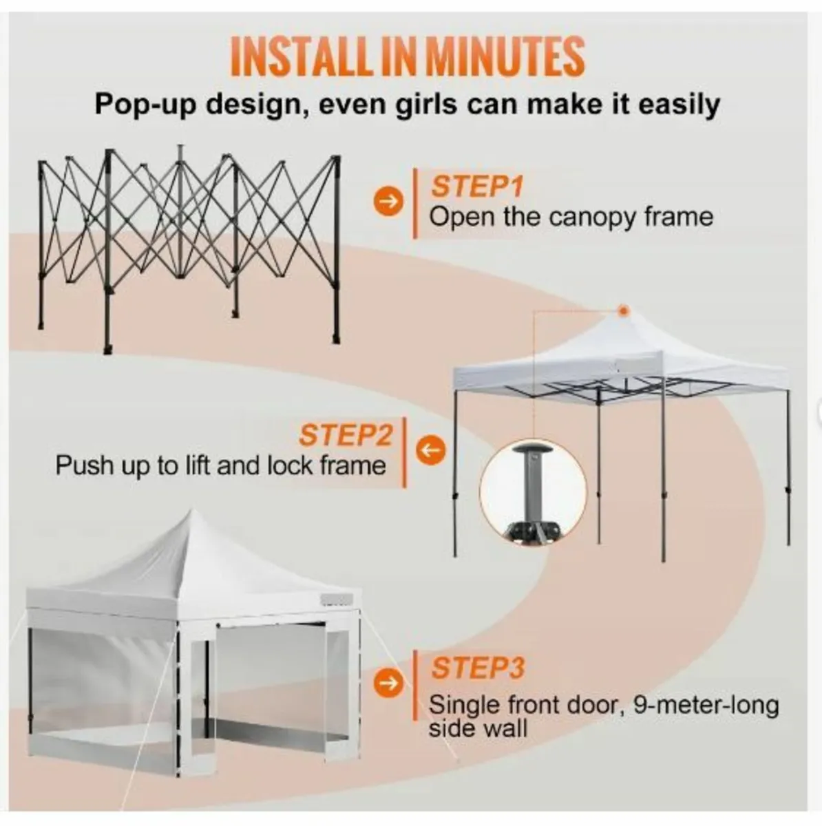 304.8 x 304.8 cm Pop Up Canopy Tent, Outdoor - Image 3