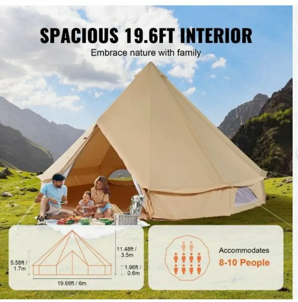 Canvas Bell Tent, 4 Seasons 6 m/19.68 ft - Image 4