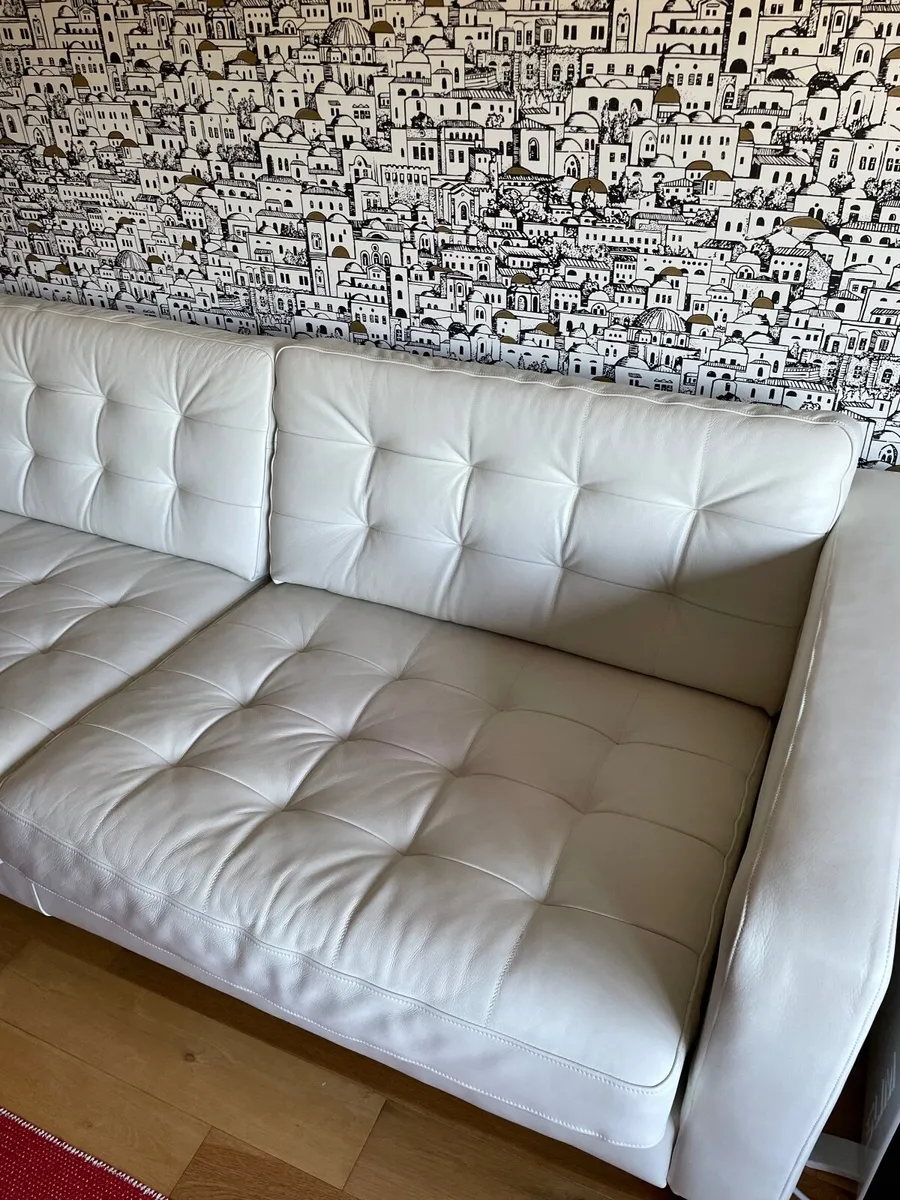 3-seat white leather Sofa - Image 4