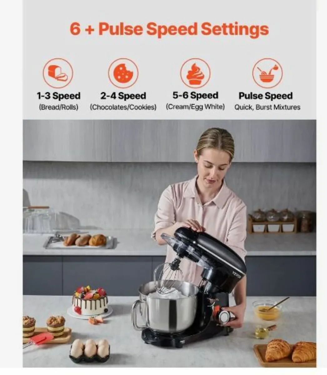 Stand Mixer 6 Quart Electric Dough Mixer 1400W - Image 3
