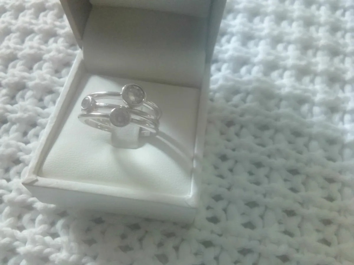 STERLING SILVER ZIRCONIA STACKING RINGS x3 NEW N - Image 1
