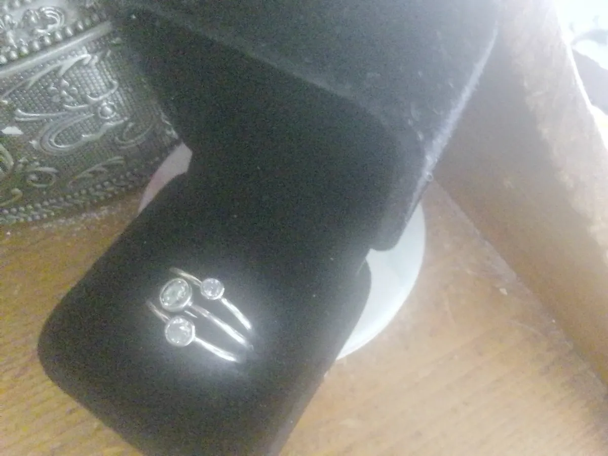 STERLING SILVER ZIRCONIA STACKING RINGS x3 NEW N - Image 3