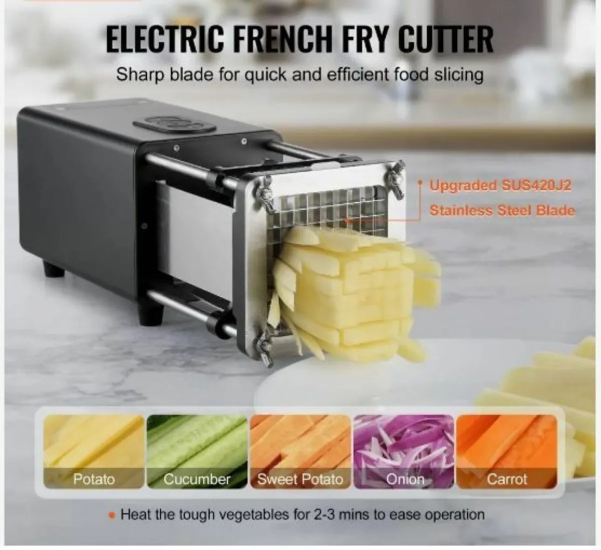 Electric French Fry Cutter Stainless Steel - Image 2
