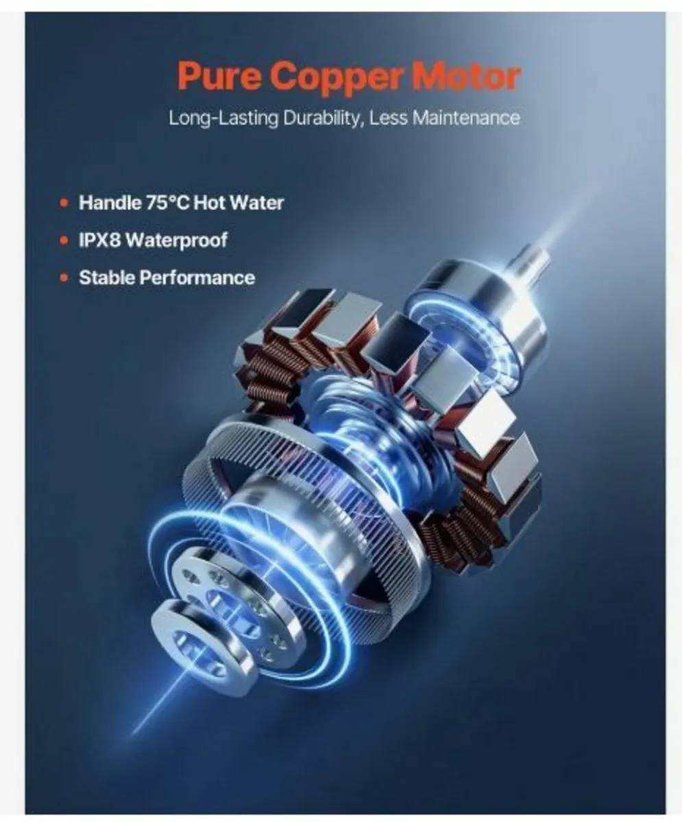 Macerator Pump 1200W 48 GPM Flow 33 ft - Image 2
